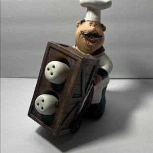 Early 2000s Chef Figurine with Salt and Pepper Shakers